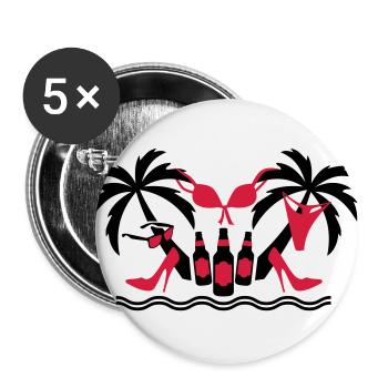 21 Palmen Bierflaschen Team Hangover Sex Spaß - Buttons groß 56 mm (5er Pack) - Weiß - Vorne