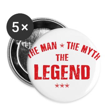 The Man The Myth The Legend - Buttons groß 56 mm (5er Pack) - Weiß - Vorne
