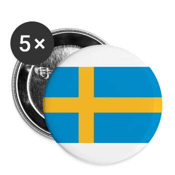 Nationalflagge von Schweden - Buttons groß 56 mm (5er Pack) - Weiß - Vorne