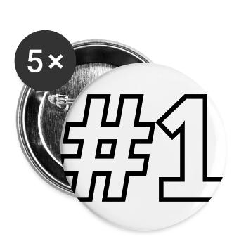 Sport Nummer 1 Eins - Buttons groß 56 mm (5er Pack) - Weiß - Vorne