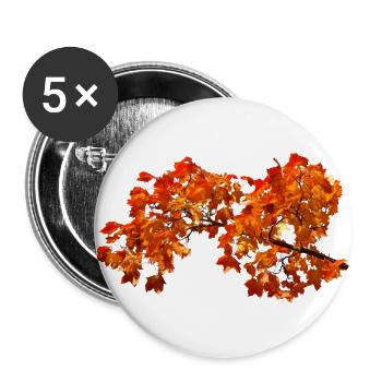 Herbstlaub Herbst Blätter - Buttons groß 56 mm (5er Pack) - Weiß - Vorne