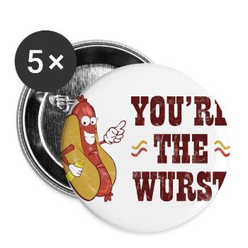 Journée mondiale Bratwurst - Bratwurst - Lot de 5 grands badges (56 mm) - blanc - Devant