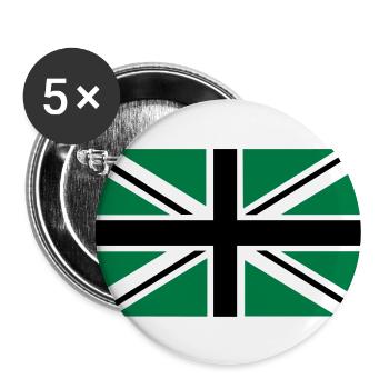 Union Jack | black-white-green | Flag flag - Buttons large 2.2''/56 mm (5-pack) - white - Front