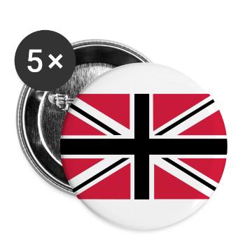 Union Jack | black-white-red | Flag flag - Buttons large 2.2''/56 mm (5-pack) - white - Front