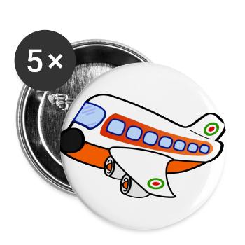 airplane aeroplane flugzeug heissluftballon air ba - Buttons groß 56 mm (5er Pack) - Weiß - Vorne