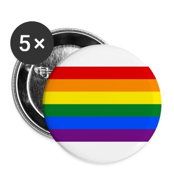 RAINBOW FLAG round corner 400 dpi - Buttons groß 56 mm (5er Pack) - Weiß - Vorne