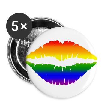 Rainbow Lips - Buttons large 2.2''/56 mm (5-pack) - white - Front