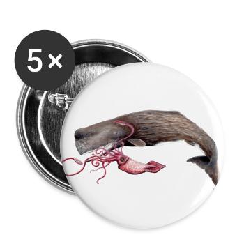 Sperm Whale with Squid - sperm whale - Cachalot - Buttons large 2.2''/56 mm (5-pack) - white - Front