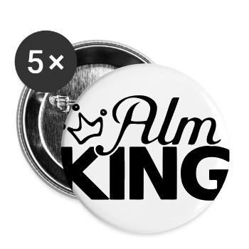 Alm King Alpenverein Almen Österreich Apres Ski - Buttons groß 56 mm (5er Pack) - Weiß - Vorne