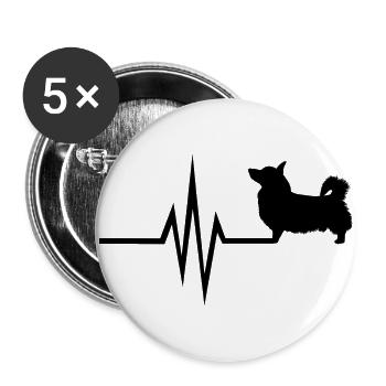 Mon coeur bat pour les chiens - Corgi - Lot de 5 grands badges (56 mm) - blanc - Devant