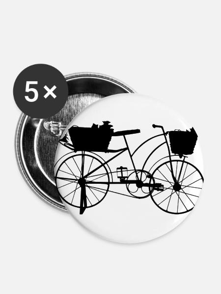 Oldschool Fahrrad - Buttons groß 56 mm (5er Pack) - Weiß