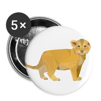 Löwen Baby Polygon - Buttons groß 56 mm (5er Pack) - Weiß - Vorne