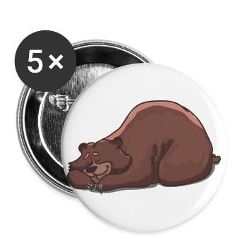 Bär müde - Buttons groß 56 mm (5er Pack) - Weiß - Vorne