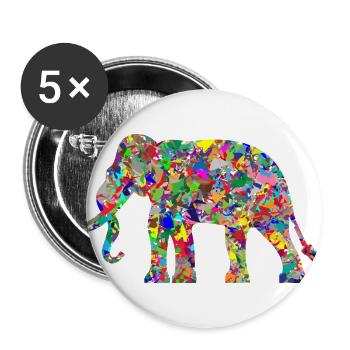 Elefant bunte Farbkleckse Geschenk Geschenkidee - Buttons groß 56 mm (5er Pack) - Weiß - Vorne