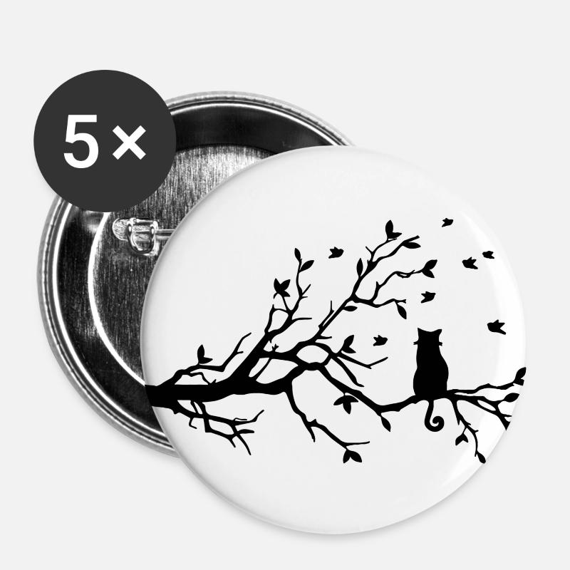 Katze - Buttons groß 56 mm (5er Pack) - Weiß