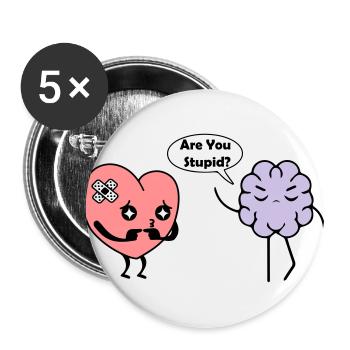 Apprendre le coeur - Lot de 5 grands badges (56 mm) - blanc - Devant