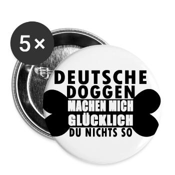 Deutsche Dogge Hunde Shirt Geschenk - Buttons groß 56 mm (5er Pack) - Weiß - Vorne