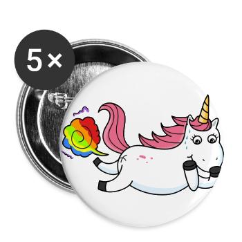 Farting unicorn rainbow - Buttons large 2.2''/56 mm (5-pack) - white - Front