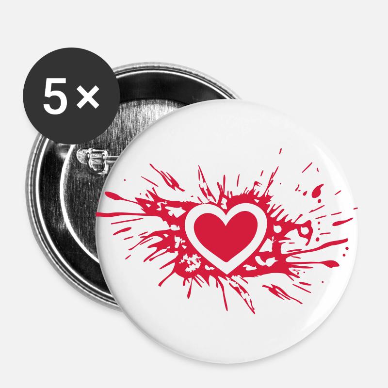 Heart - Buttons large 2.2''/56 mm (5-pack) - white