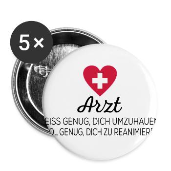 Arzt - Buttons groß 56 mm (5er Pack) - Weiß - Vorne