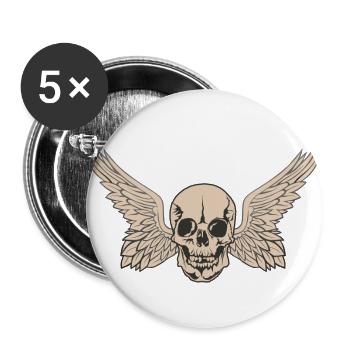 Kopf des Totenflügels Schädel Schädel geht 25032 w - Buttons groß 56 mm (5er Pack) - Weiß - Vorne