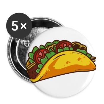 Taco Tacos Burrito Food Nachos Fiesta Mexico - Buttons large 2.2''/56 mm (5-pack) - white - Front