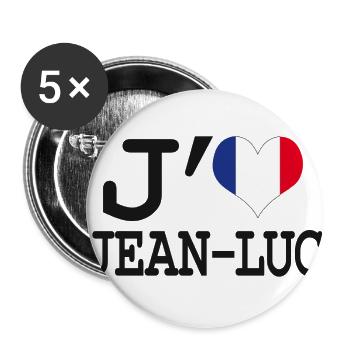 I love jean-luc - Buttons large 2.2''/56 mm (5-pack) - white - Front