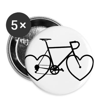 Vélo Vélo Coeur Love cadeau Sport Vélo Amour - Lot de 5 grands badges (56 mm) - blanc - Devant