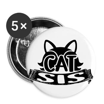 Chat sœur amour animaux - Lot de 5 grands badges (56 mm) - blanc - Devant