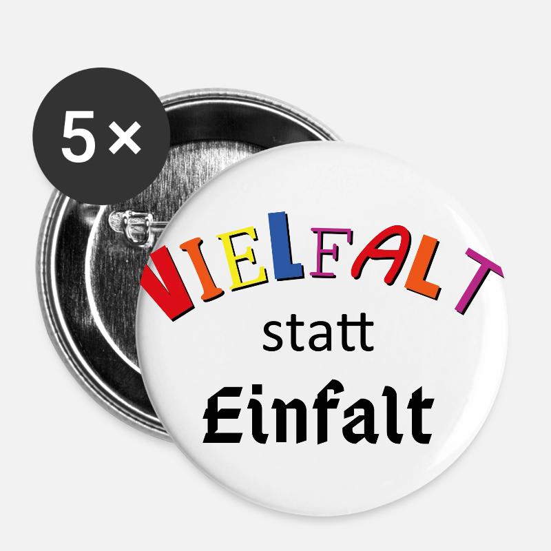 Vielfalt statt Einfalt - Buttons groß 56 mm (5er Pack) - Weiß