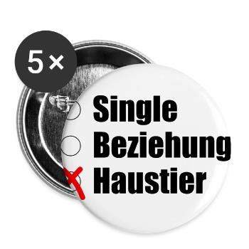 Single / Beziehung / Haustier - Buttons groß 56 mm (5er Pack) - Weiß - Vorne
