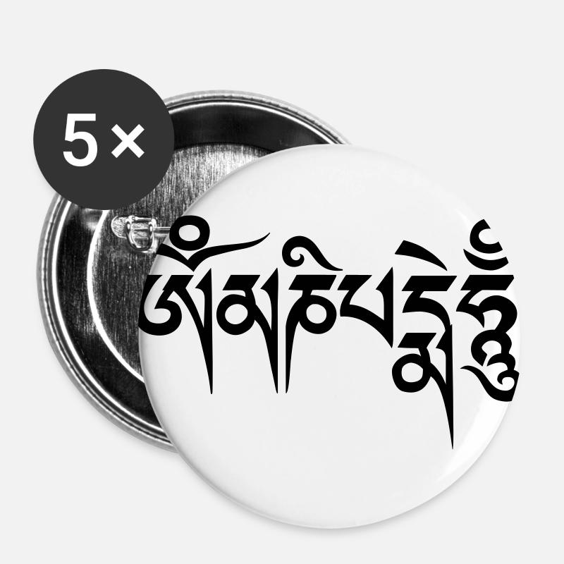 Om mani padme hum - Buttons large 2.2''/56 mm (5-pack) - white