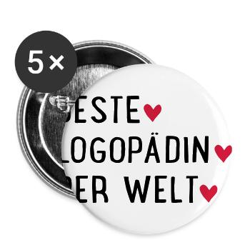 logopädin - Buttons groß 56 mm (5er Pack) - Weiß - Vorne