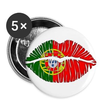 Kiss Portugal - Buttons large 2.2''/56 mm (5-pack) - white - Front