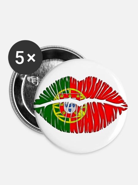 Kuss Portugal - Buttons groß 56 mm (5er Pack) - Weiß