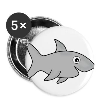 Haifisch Haie Fisch angeln - Buttons groß 56 mm (5er Pack) - Weiß - Vorne