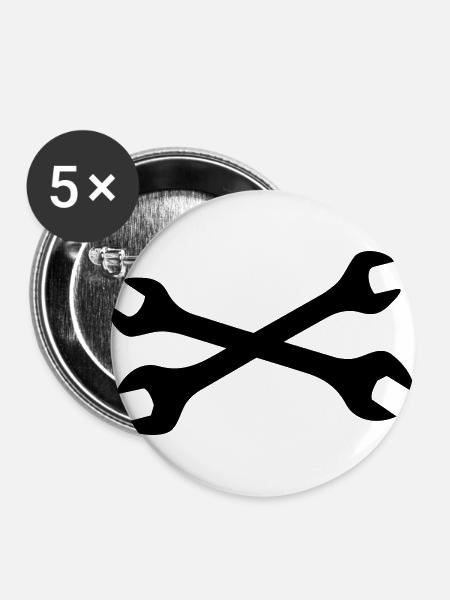 wrench, auto, tuning, workshop, unscrew - Buttons large 2.2''/56 mm (5-pack) - white