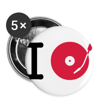 I dj / play / listen to + your music - Buttons groß 56 mm (5er Pack) - Weiß - Vorne