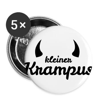 Kleiner Krampus mit Hörnern - Buttons groß 56 mm (5er Pack) - Weiß - Vorne