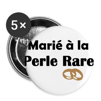 Marié à la Perle rare Mariage - Lot de 5 grands badges (56 mm) - blanc - Devant