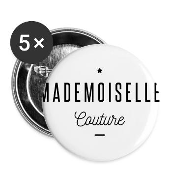 mademoiselle couture - Lot de 5 grands badges (56 mm) - blanc - Devant