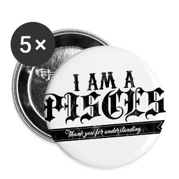 Poissons / Zodiac Poisson - Lot de 5 grands badges (56 mm) - blanc - Devant