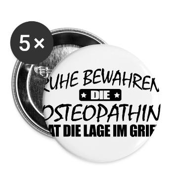 Osteopathin-Ruhe bewahren-entspann dich - Buttons groß 56 mm (5er Pack) - Weiß - Vorne
