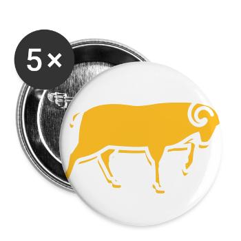 Ein Running Ram - Buttons groß 56 mm (5er Pack) - Weiß - Vorne