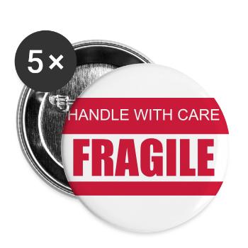 FRAGILE Handle with care 2c - Buttons large 2.2''/56 mm (5-pack) - white - Front
