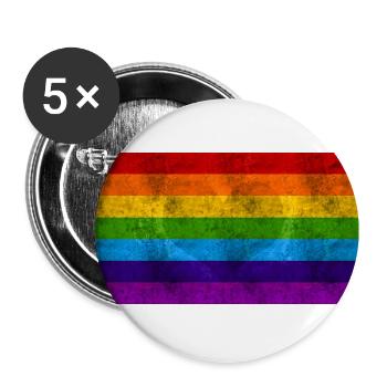 Regenbogen Flagge - Buttons groß 56 mm (5er Pack) - Weiß - Vorne