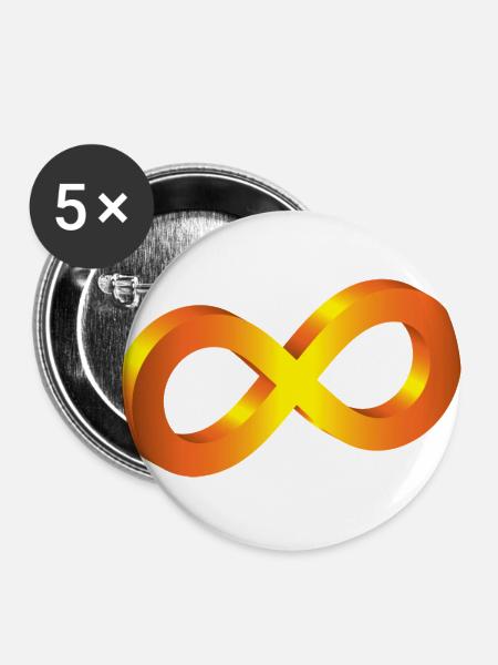 Unendlichkeit - Buttons groß 56 mm (5er Pack) - Weiß