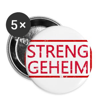 STRENG GEHEIM - Buttons groß 56 mm (5er Pack) - Weiß - Vorne