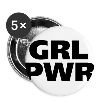 GRL PWR Girl Power cool girls strong women fit - Buttons large 2.2''/56 mm (5-pack) - white - Front