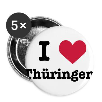 I love (heart) Thüringen - Buttons groß 56 mm (5er Pack) - Weiß - Vorne